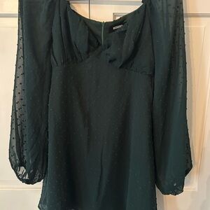 Missguided Green Relaxed 3/4 Sleeve Blouse